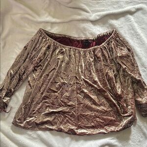 Velvet Off-Shoulder Top in Pink
